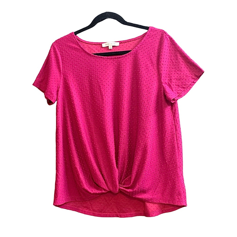 Rose + Olive pink clip dot knot tee shirt style top Size L